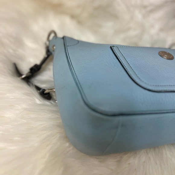 Vintage Coach Light Blue Leather Shoulder Bag.#8A38 - Picture 5 of 12